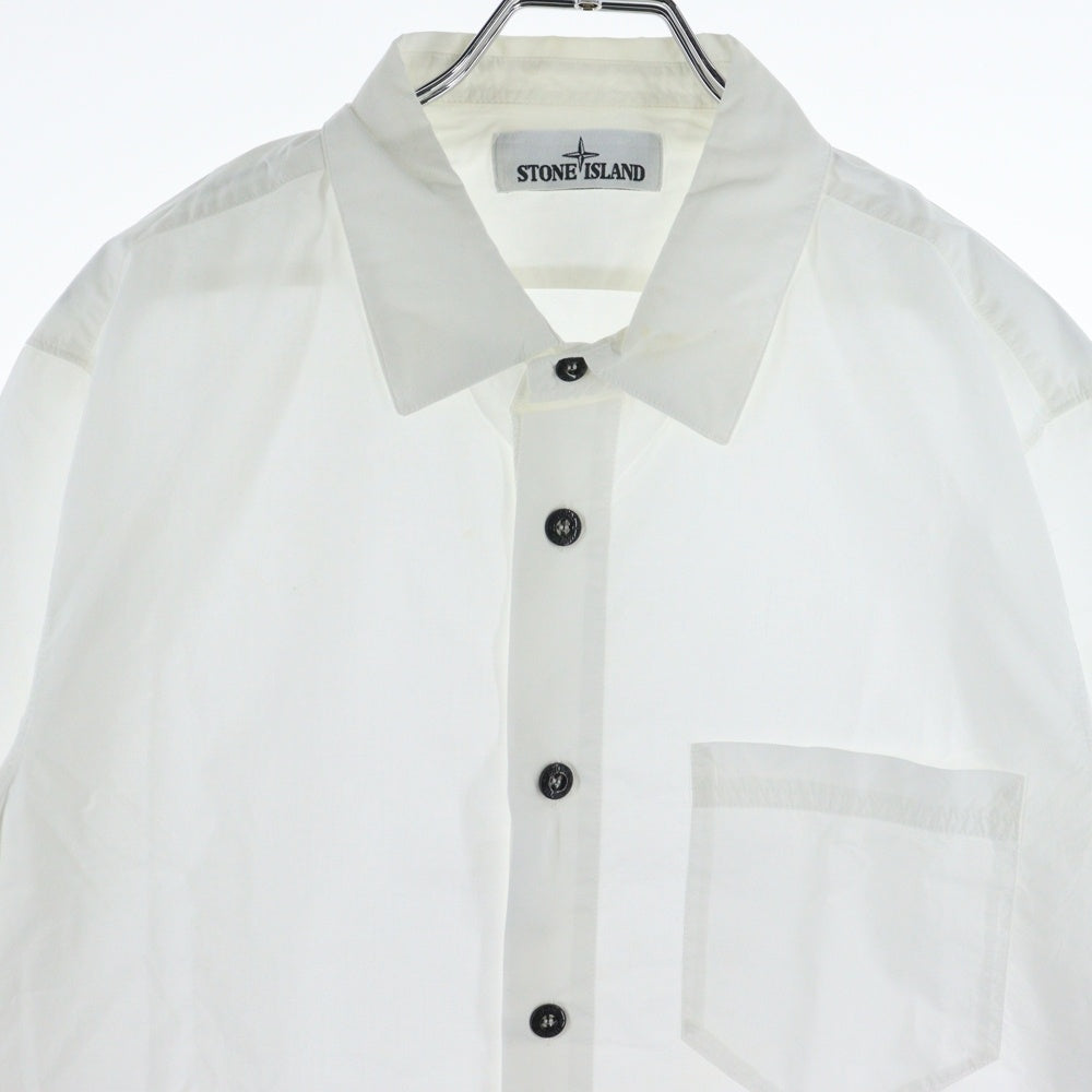 STONE ISLAND(ストーンアイランド) Embroidered Logo Shirt アームロゴ刺繍 長袖シャツ ホワイト 691512501