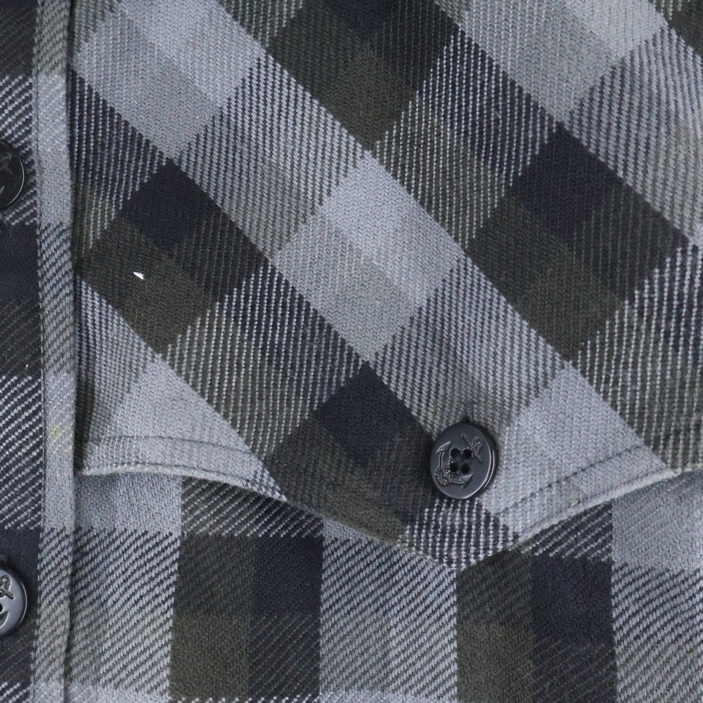 A BATHING APE(アベイシングエイプ) エルボーパッチ ウエスタン チェック ネルシャツ 長袖シャツ ブラック/グレー