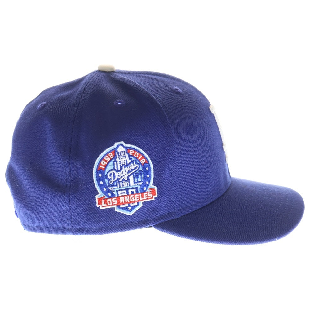NEW ERA(ニューエラ) ロサンゼルス ドジャース 60周年記念 ロゴ刺繍 6パネルベースボールキャップ 帽子 ブルー