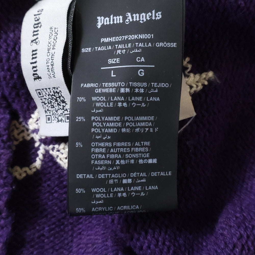 Palm Angels(パームエンジェルス) 20AW バックロゴラムウールニットセーター パープル PMHE027F20KNI001