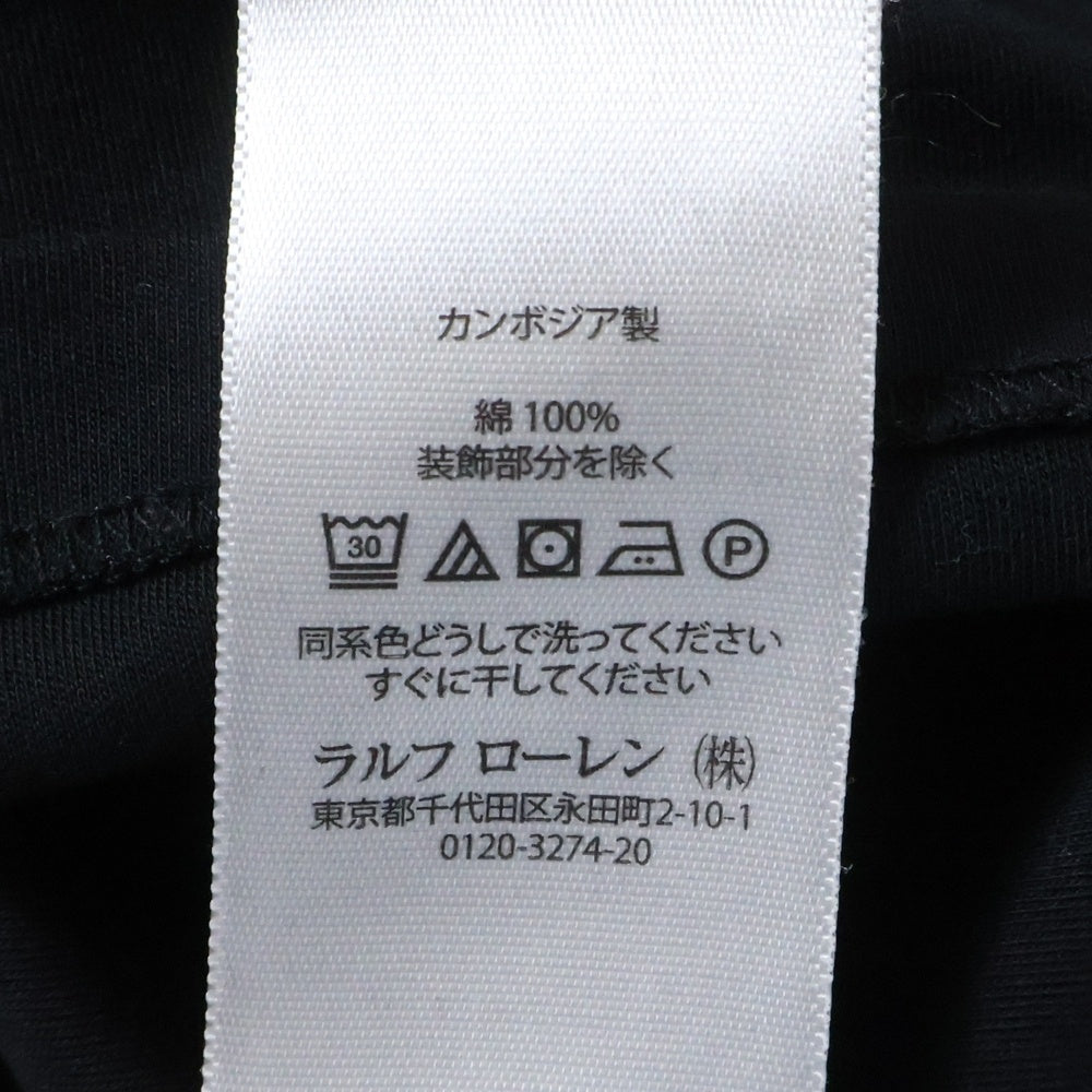 POLO RALPH LAUREN(ポロラルフローレン) CUSTOM SLIM FIT 胸ロゴ刺繍 ストレッチ 半袖コットンポロシャツ ブラック