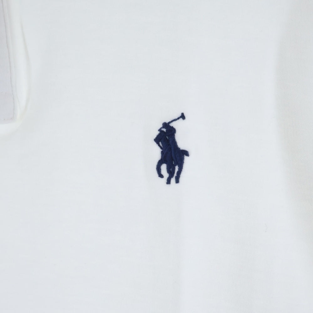 POLO RALPH LAUREN(ポロラルフローレン) CUSTOM SLIM FIT 胸ロゴ刺繍 ストレッチ 半袖コットンポロシャツ ホワイト