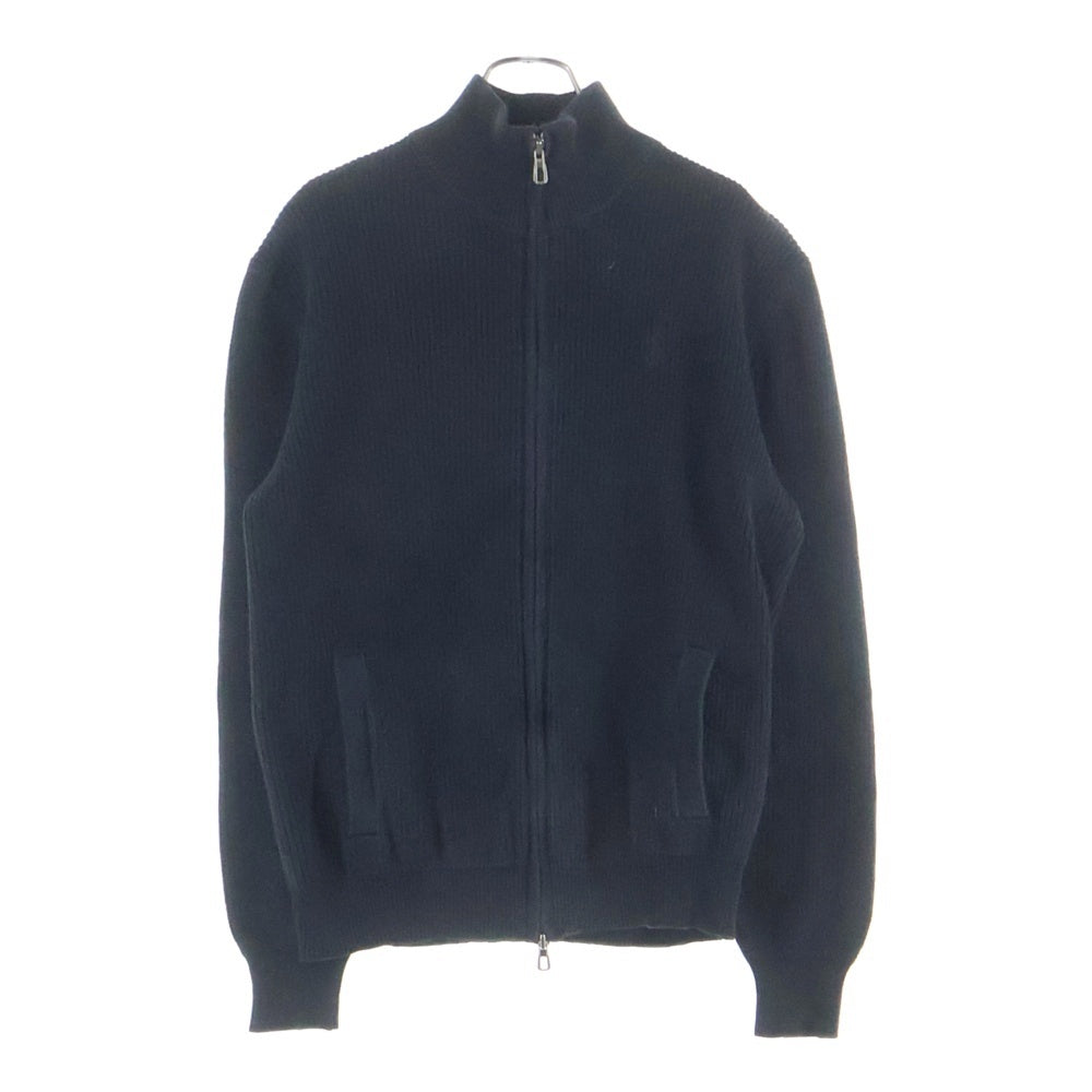 POLO RALPH LAUREN(ポロラルフローレン) ダブルジップアップ 胸ロゴ刺繍 ドライバーズ ニット ブラック