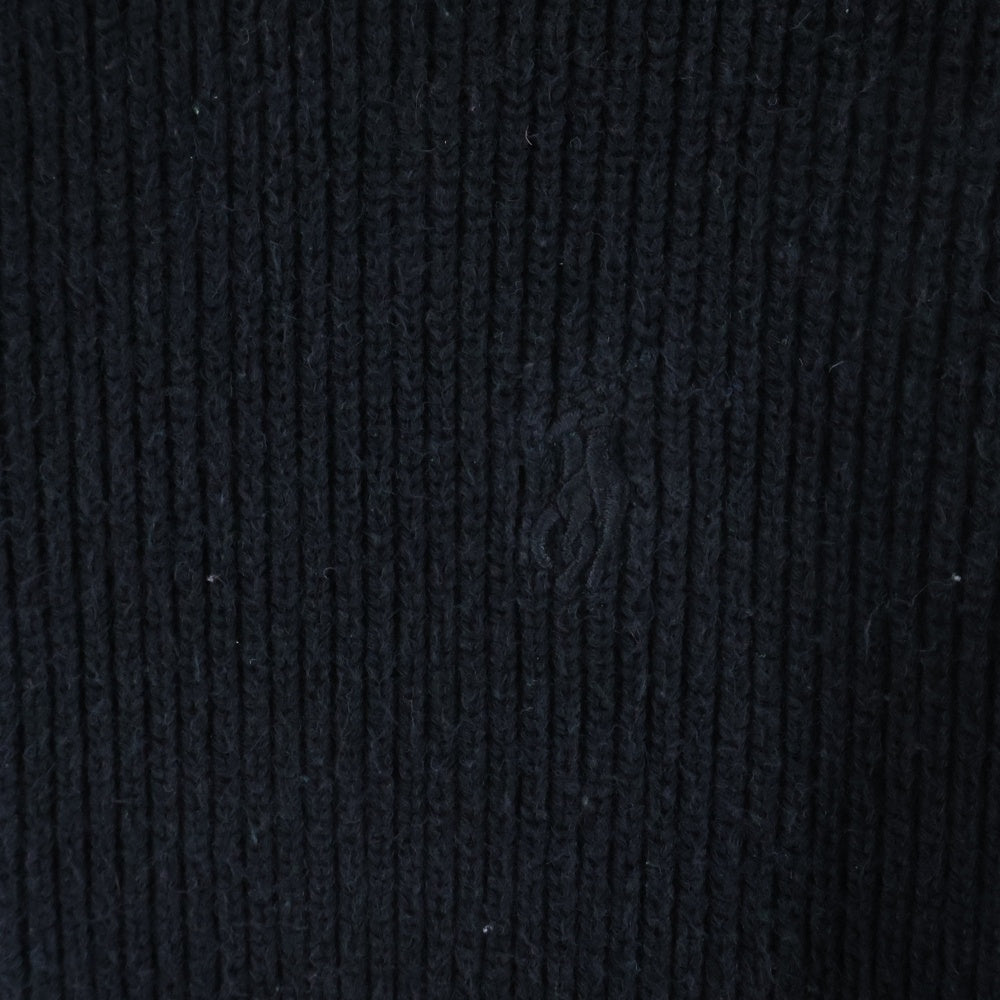 POLO RALPH LAUREN(ポロラルフローレン) ダブルジップアップ 胸ロゴ刺繍 ドライバーズ ニット ブラック