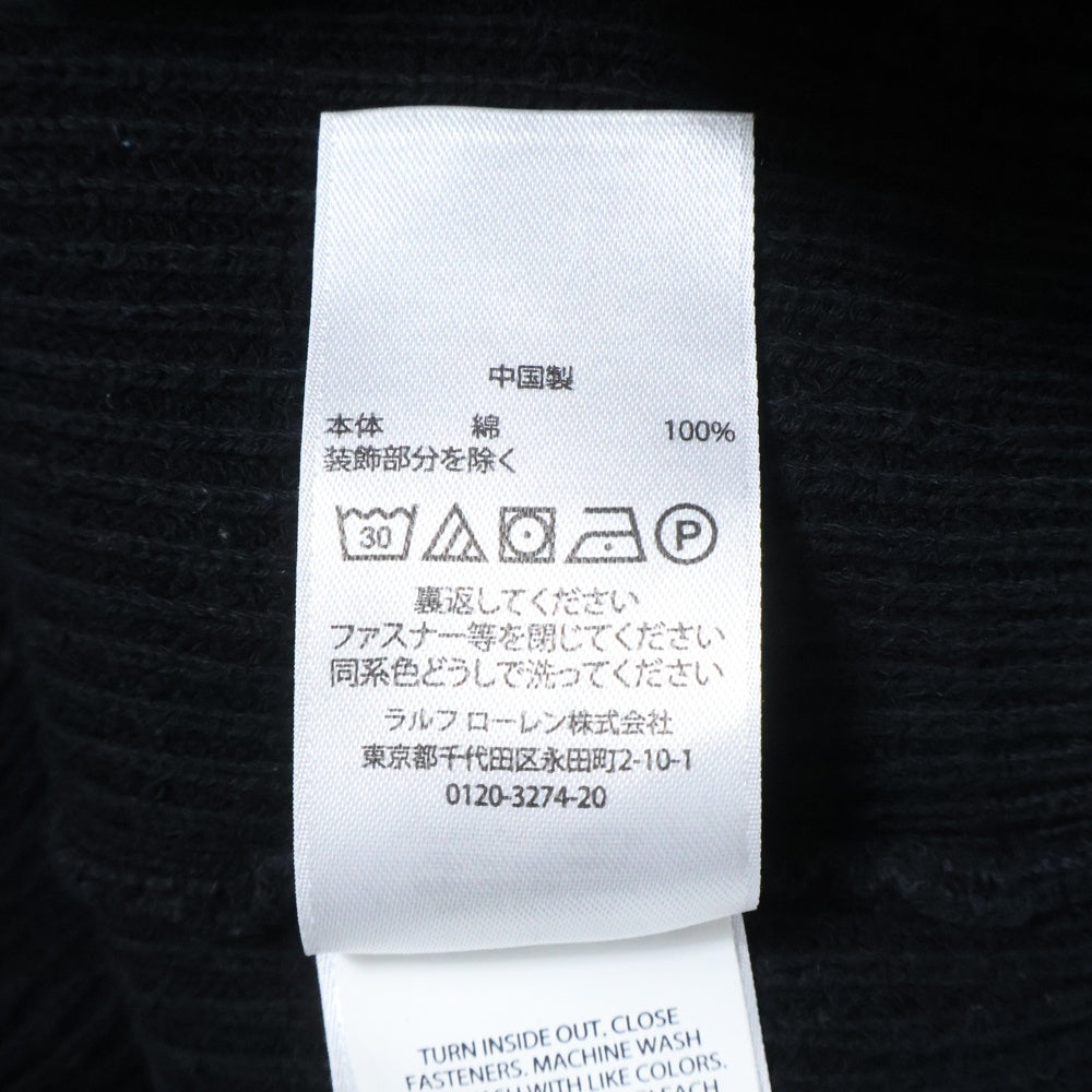 POLO RALPH LAUREN(ポロラルフローレン) ダブルジップアップ 胸ロゴ刺繍 ドライバーズ ニット ブラック