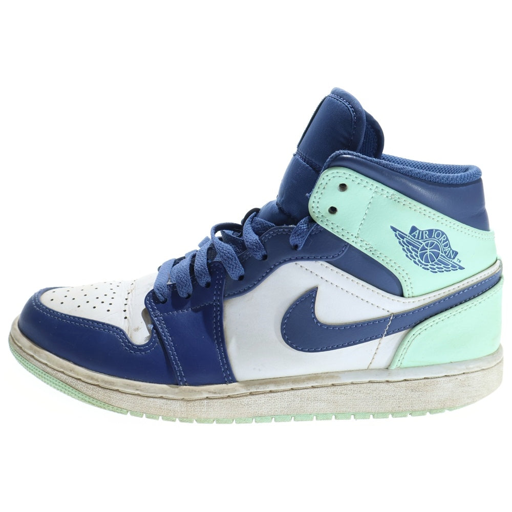 NIKE(ナイキ) AIR JORDAN 1 MID BLUE MINT エアジョーダン 1 ブルーミント ミッドカットスニーカー ホワイト/ブルー US7.5/25.5cm 554724-413