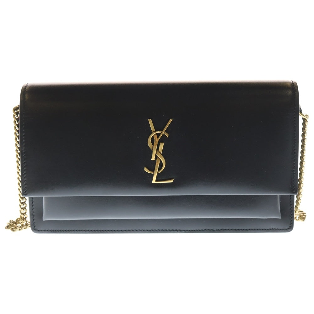 SAINT LAURENT PARIS(サンローランパリ) 25AW SUNSET CLUTCH サンセット ブラックレザー チェーンショルダーバッグ クラッチバッグ ブラック 810997 レディース
