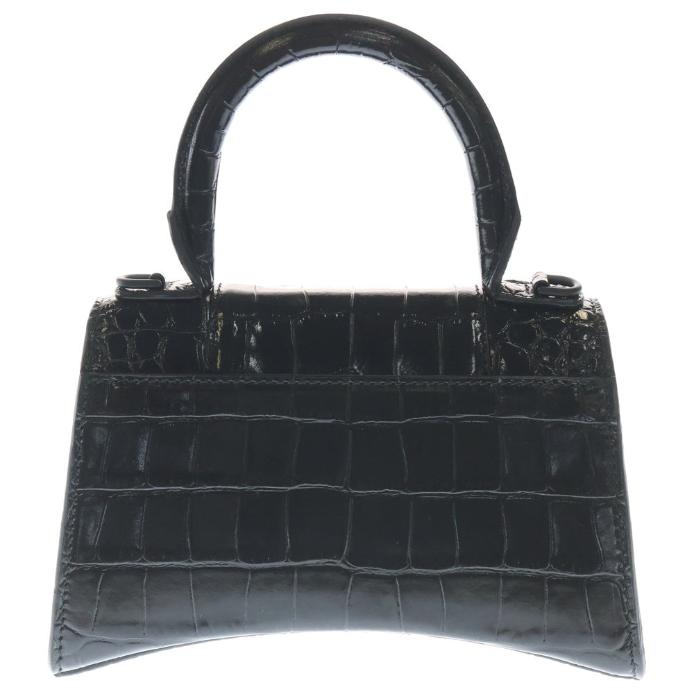 BALENCIAGA(バレンシアガ) Hourglass XS アワーグラス クロコ型押し 2WAY ショルダーバッグ ハンドバッグ ブラック 592833 レディース