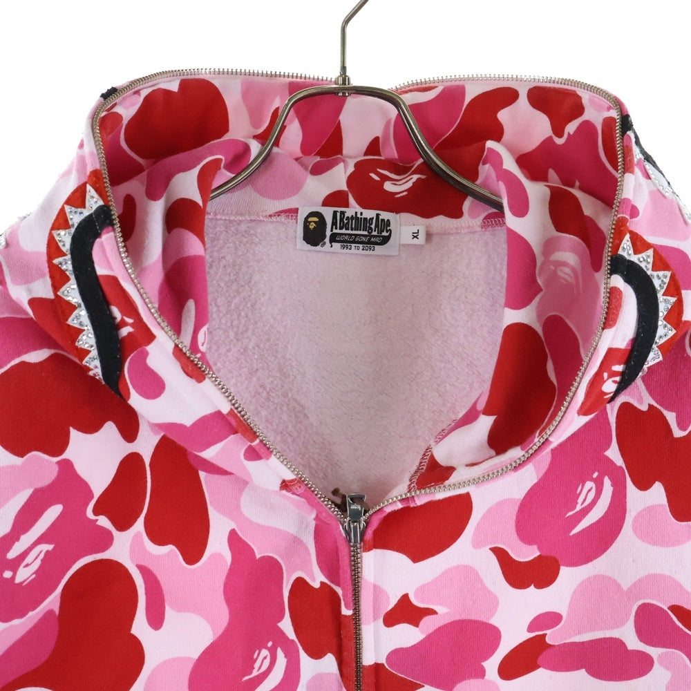 A BATHING APE(アベイシングエイプ) Camo Crystal Stone Shark Full Zip Hoodie カモ クリスタル ストーン シャークフルジップ フーデイー ピンク 001ZPL301008M