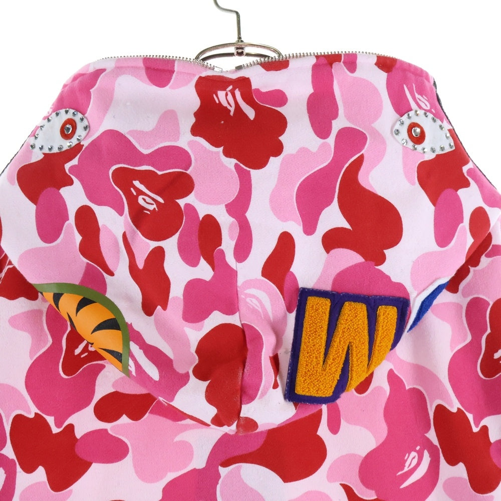 A BATHING APE(アベイシングエイプ) Camo Crystal Stone Shark Full Zip Hoodie カモ クリスタル ストーン シャークフルジップ フーデイー ピンク 001ZPL301008M