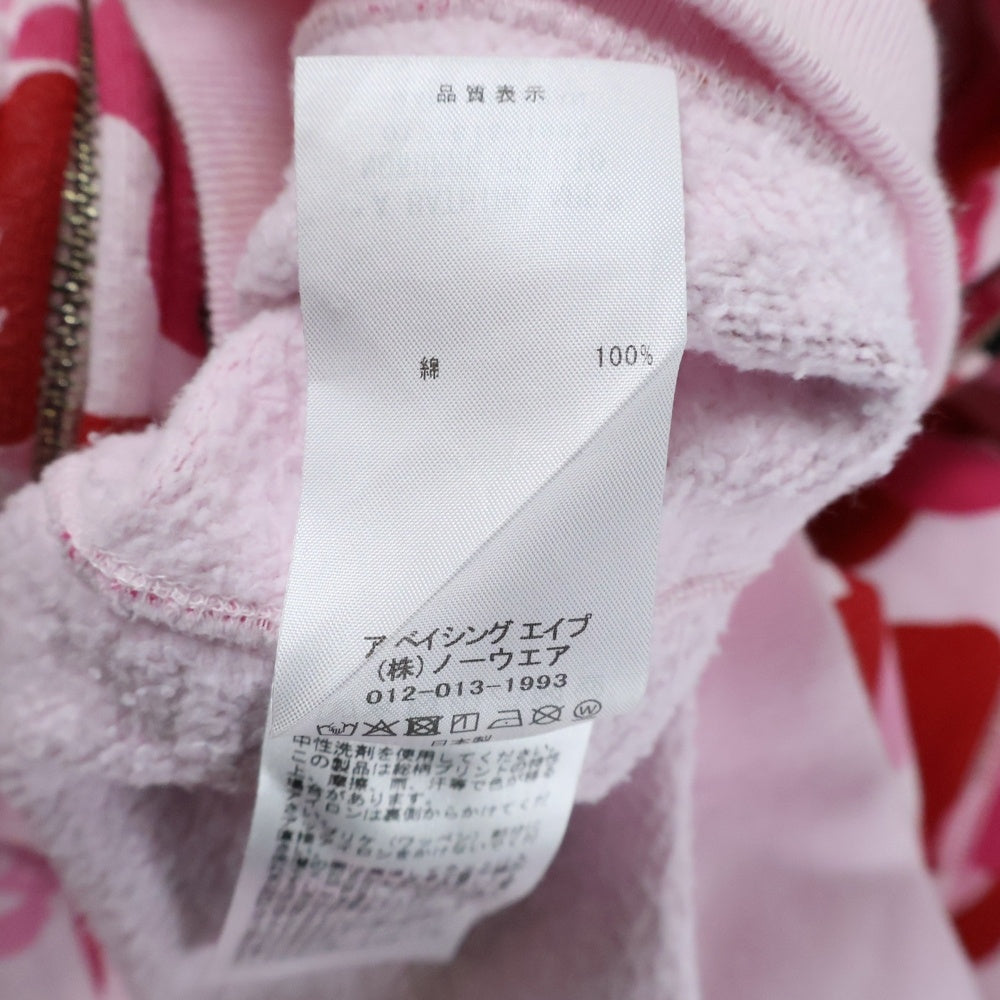 A BATHING APE(アベイシングエイプ) Camo Crystal Stone Shark Full Zip Hoodie カモ クリスタル ストーン シャークフルジップ フーデイー ピンク 001ZPL301008M