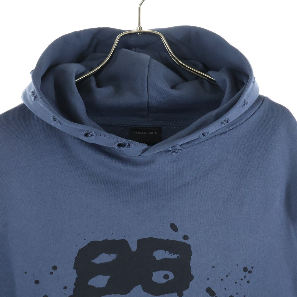 BALENCIAGA(バレンシアガ) 22AW Print Logo PullOver Hoodie プリントロゴプルオーバーフーディ パーカー ネイビー 620973 TNVQ1