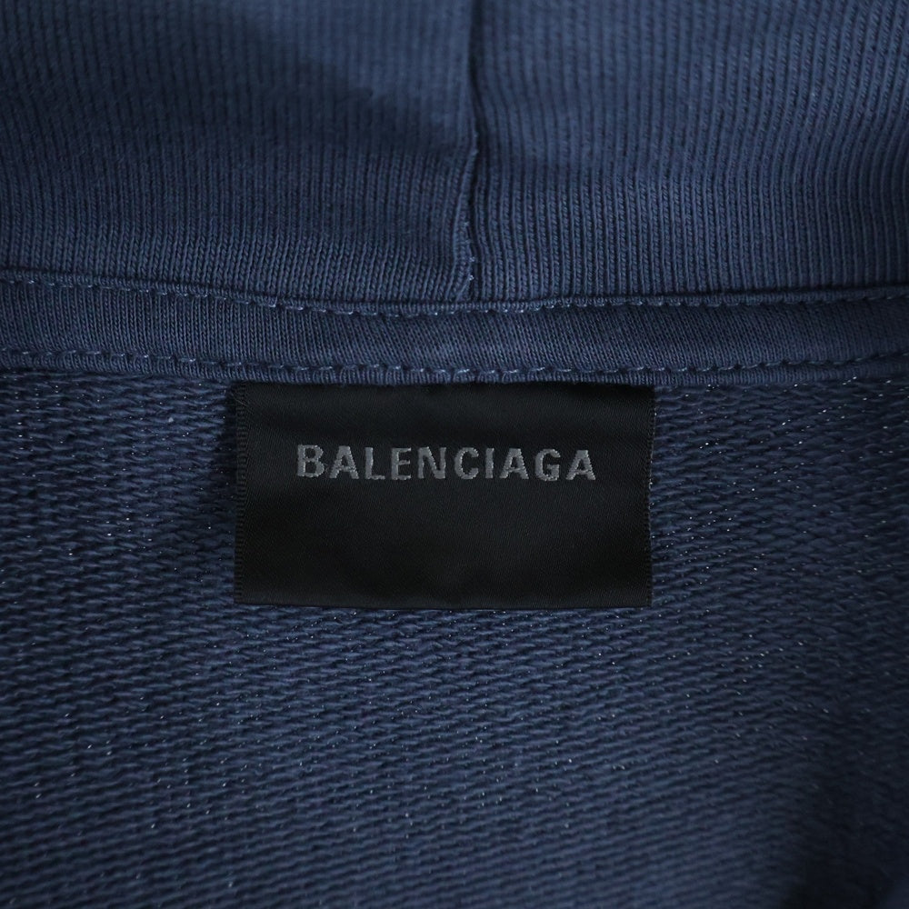 BALENCIAGA(バレンシアガ) 22AW Print Logo PullOver Hoodie プリントロゴプルオーバーフーディ パーカー ネイビー 620973 TNVQ1