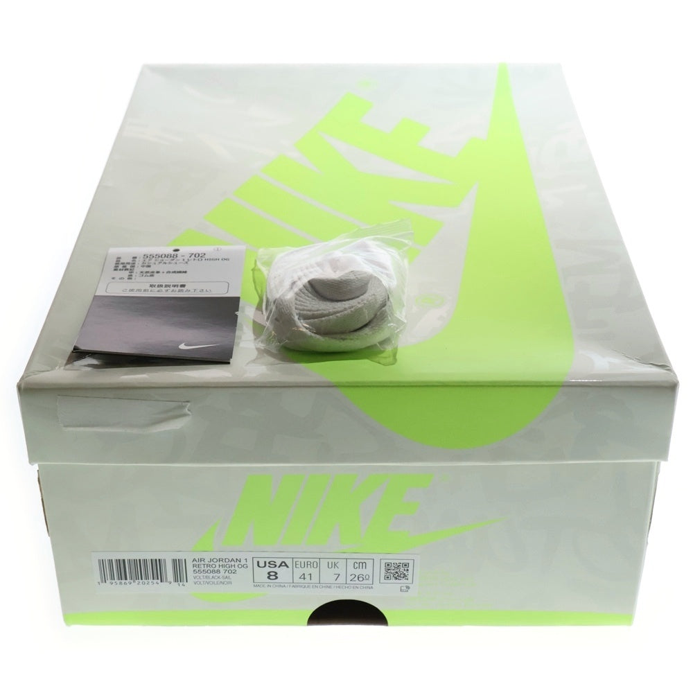 NIKE(ナイキ) AIR JORDAN1 HIGH OG VOLT エアジョーダン1 ボルト ハイカットスニーカー イエロー US8/26m 555088-702