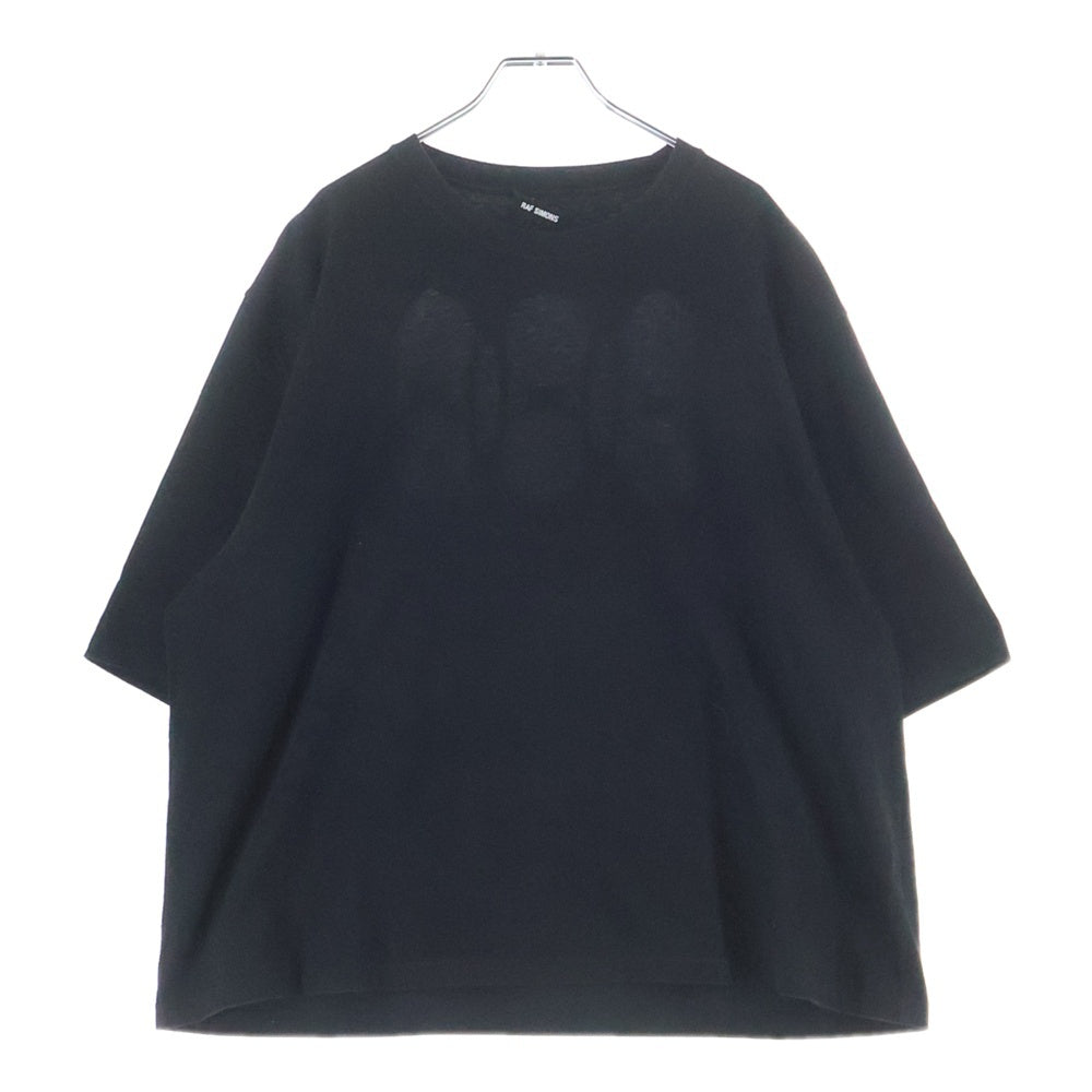 RAF SIMONS(ラフシモンズ) 19SS CROPPED T-SHIRT WITH CUT OUTS IN THE BACK グラフィティ バックプリント 半袖Tシャツ カットソー ブラック