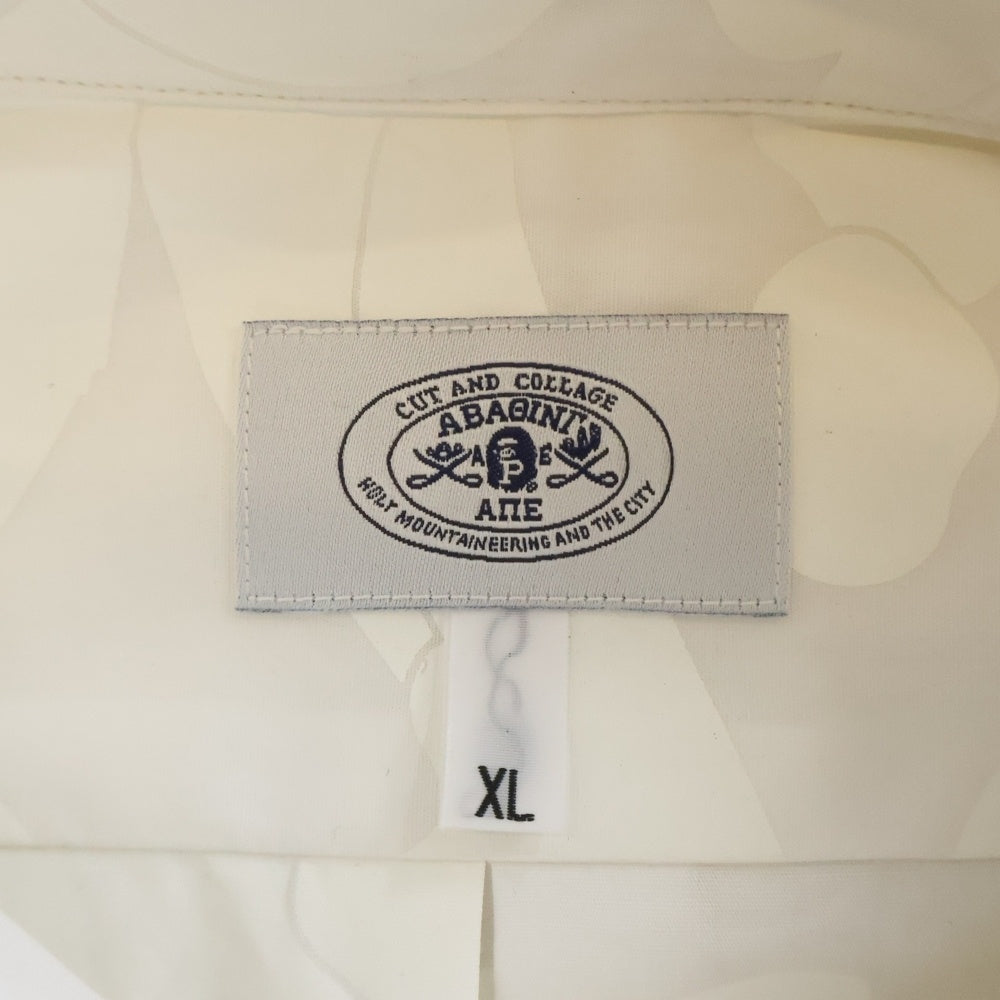 A BATHING APE(アベイシングエイプ) RELAXED FIT L/S SHIRTS カモ総柄 胸ポケット ロゴ刺繍 長袖シャツ ホワイト
