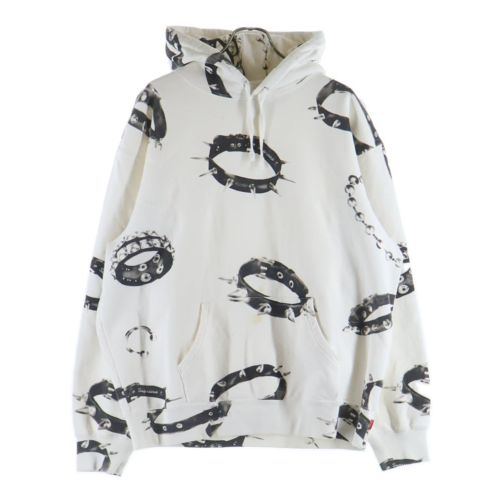 SUPREME(シュプリーム) 20AW Studded Collars Hooded Sweatshirt スタッズカラープリント フーデッド プルオーバーパーカー ホワイト