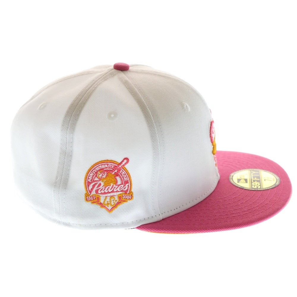 NEW ERA(ニューエラ) 59FIFTY SAN DIEGO PADRES CAP サンディエゴ パドレス 59フィフティー 6パネル ベースボールキャップ 帽子 ホワイト/ピンク