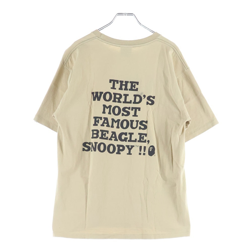 A BATHING APE(アベイシングエイプ) ×PEANUTS SNOOPY ピーナッツ スヌーピー ロゴプリント 半袖Tシャツ カットソー ベージュ