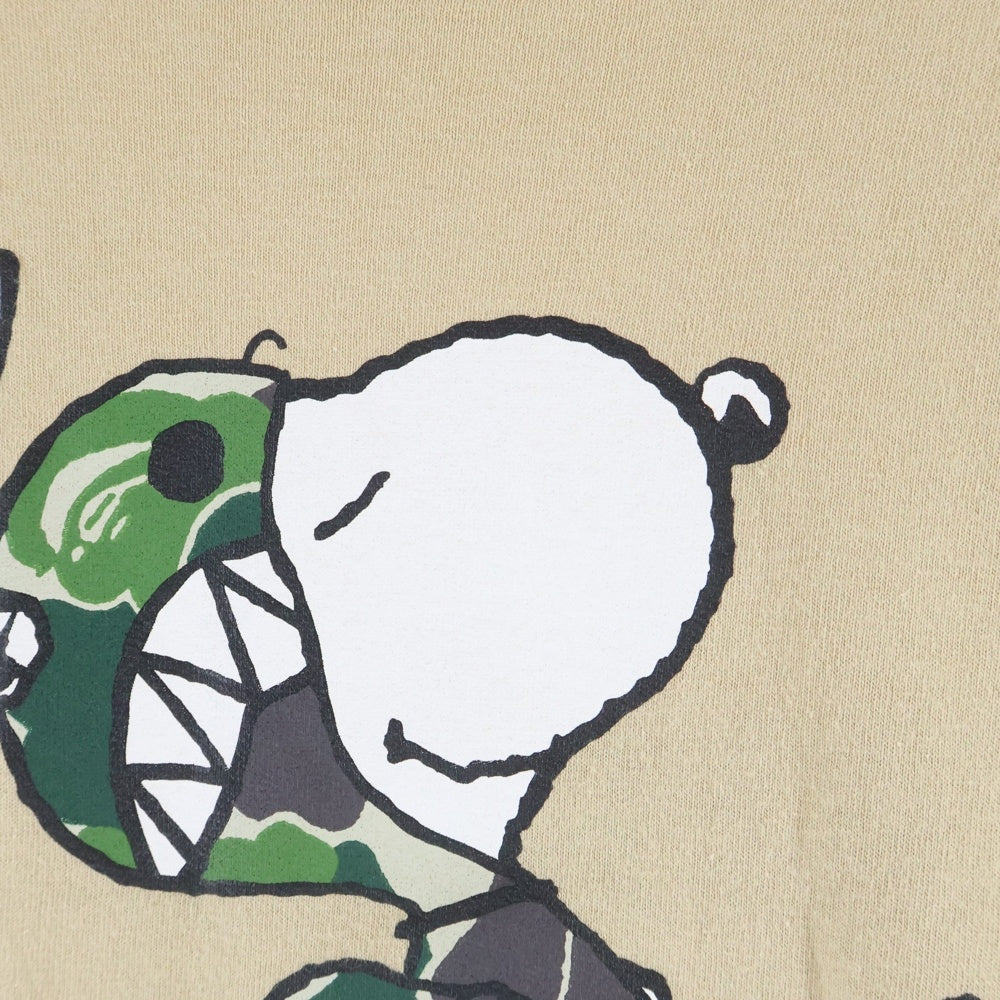 A BATHING APE(アベイシングエイプ) ×PEANUTS SNOOPY ピーナッツ スヌーピー ロゴプリント 半袖Tシャツ カットソー ベージュ