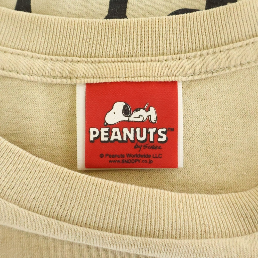 A BATHING APE(アベイシングエイプ) ×PEANUTS SNOOPY ピーナッツ スヌーピー ロゴプリント 半袖Tシャツ カットソー ベージュ