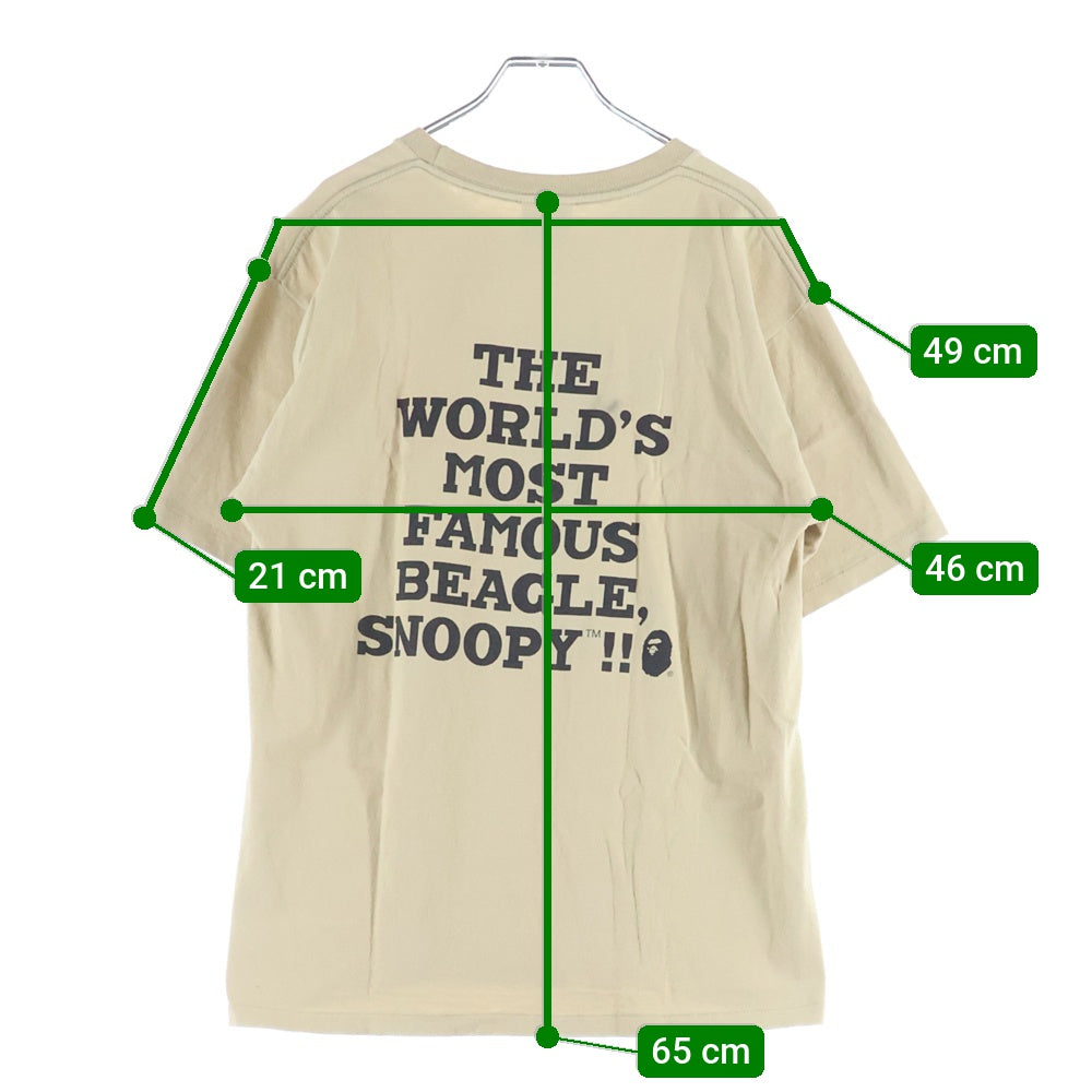 A BATHING APE(アベイシングエイプ) ×PEANUTS SNOOPY ピーナッツ スヌーピー ロゴプリント 半袖Tシャツ カットソー ベージュ