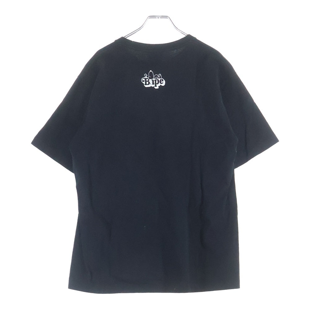 A BATHING APE(アベイシングエイプ) ×PEANUTS SNOOPY ピーナッツ スヌーピー ロゴプリント 半袖Tシャツ カットソー ブラック