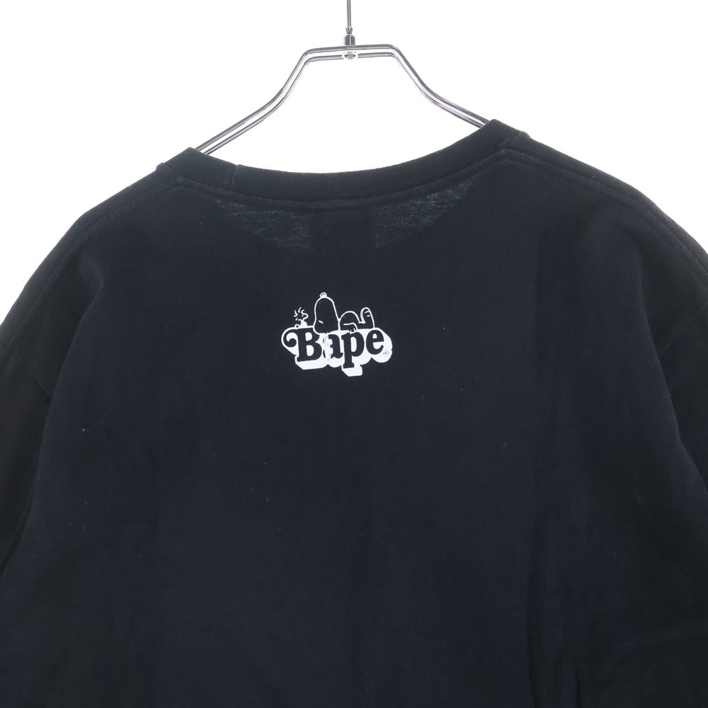 A BATHING APE(アベイシングエイプ) ×PEANUTS SNOOPY ピーナッツ スヌーピー ロゴプリント 半袖Tシャツ カットソー ブラック
