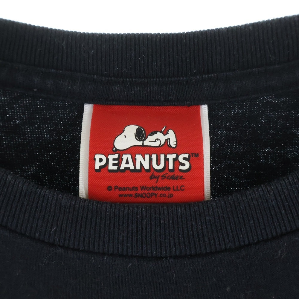 A BATHING APE(アベイシングエイプ) ×PEANUTS SNOOPY ピーナッツ スヌーピー ロゴプリント 半袖Tシャツ カットソー ブラック