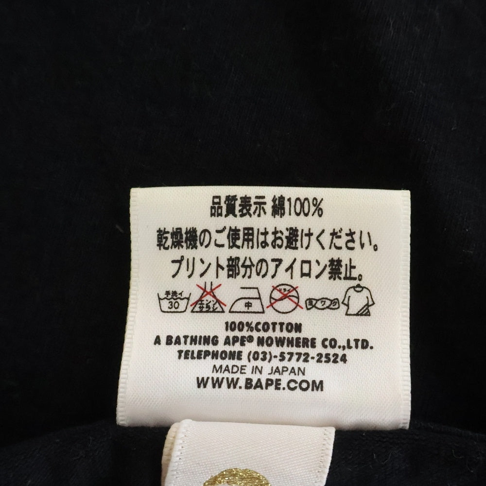 A BATHING APE(アベイシングエイプ) ×PEANUTS SNOOPY ピーナッツ スヌーピー ロゴプリント 半袖Tシャツ カットソー ブラック