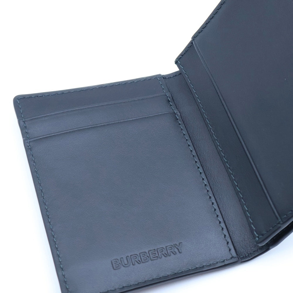 BURBERRY(バーバリー) ロゴプレート チェック総柄 レザー カードケース 二つ折り 長財布 ブラック 8057606 レディース