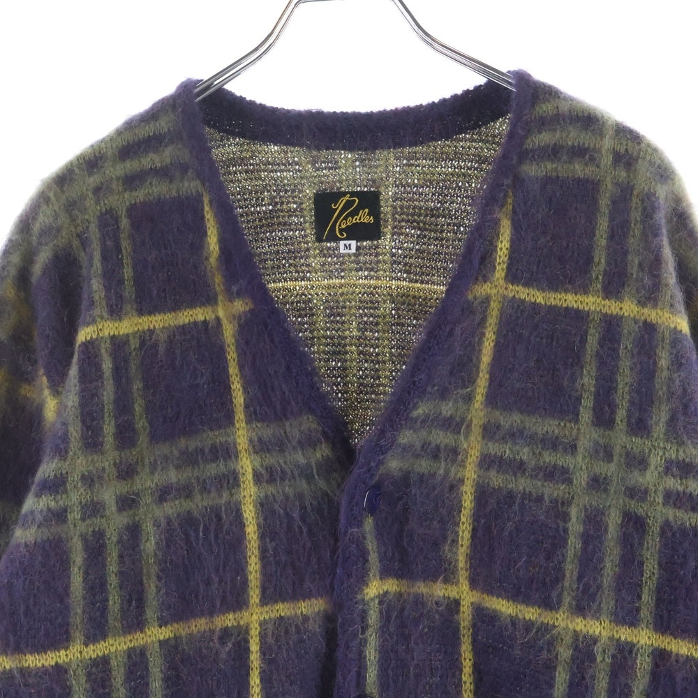 Needles(ニードルス) 20AW Mohair Cardigan モヘア混 チェック カーディガン パープル HM272