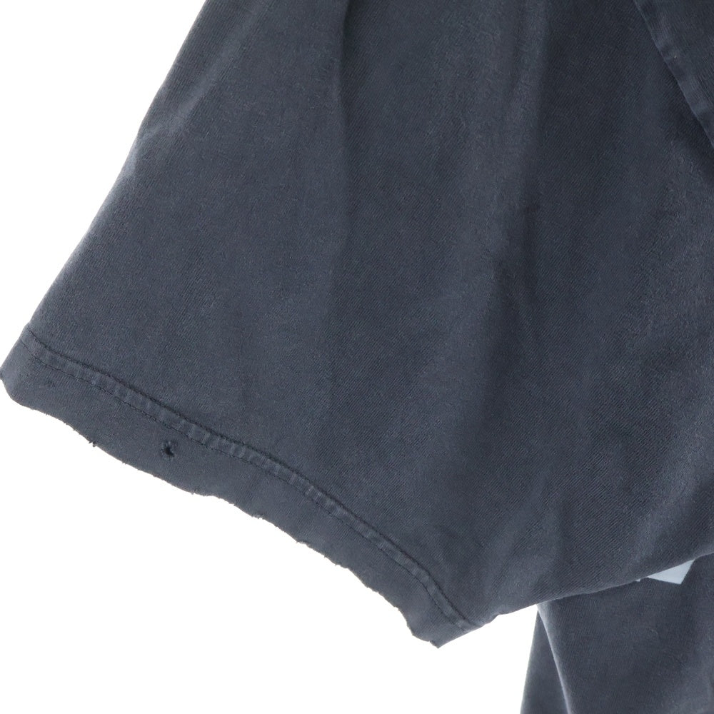 BALENCIAGA(バレンシアガ) 23SS Tape Type Medium Fit Tee テープタイプロゴプリントミディアムフィット ダメージ加工半袖Tシャツ ブラック 764235 TRVK1