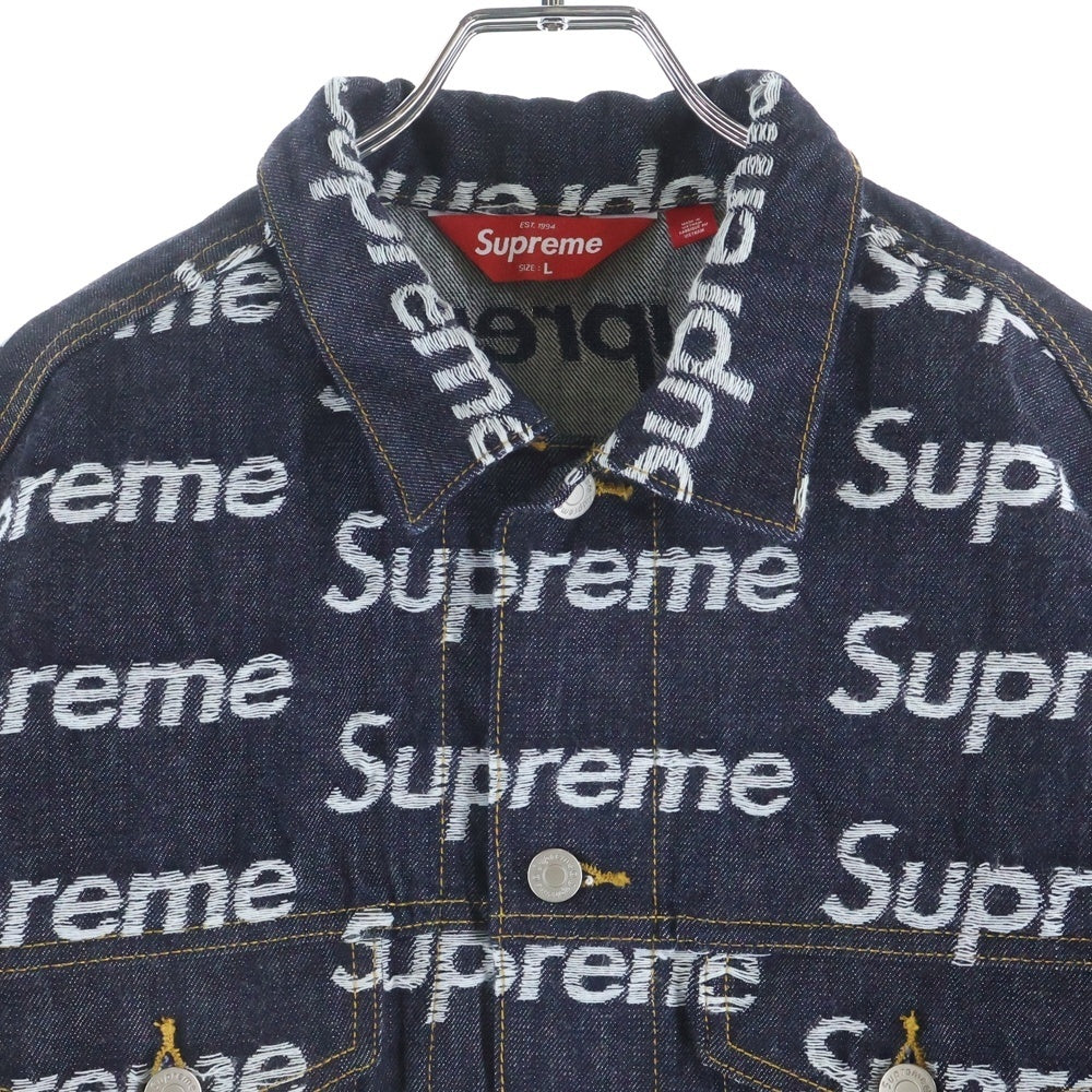 SUPREME(シュプリーム) 25AW Jacquard Logos Denim Trucker Jacket ジャガード ロゴ デニム トラッカー ジャケット インディゴ