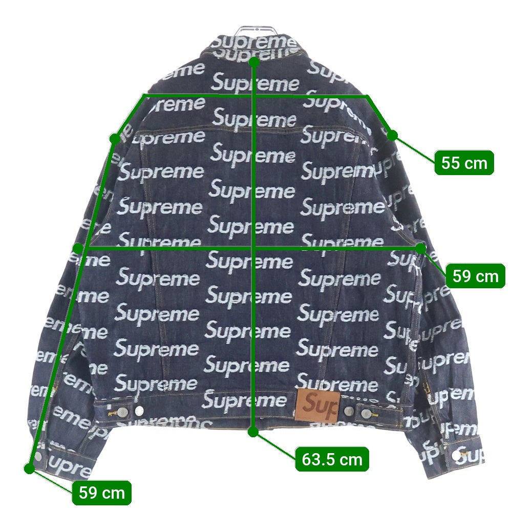 SUPREME(シュプリーム) 25AW Jacquard Logos Denim Trucker Jacket ジャガード ロゴ デニム トラッカー ジャケット インディゴ