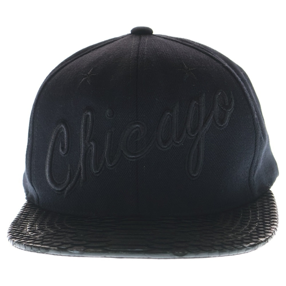 RSVP(アールブイエスピー) ×MITCHELL&NESS JUST DON CHICAGO ロゴ刺繍 クロコ ベースボールキャップ ブラック