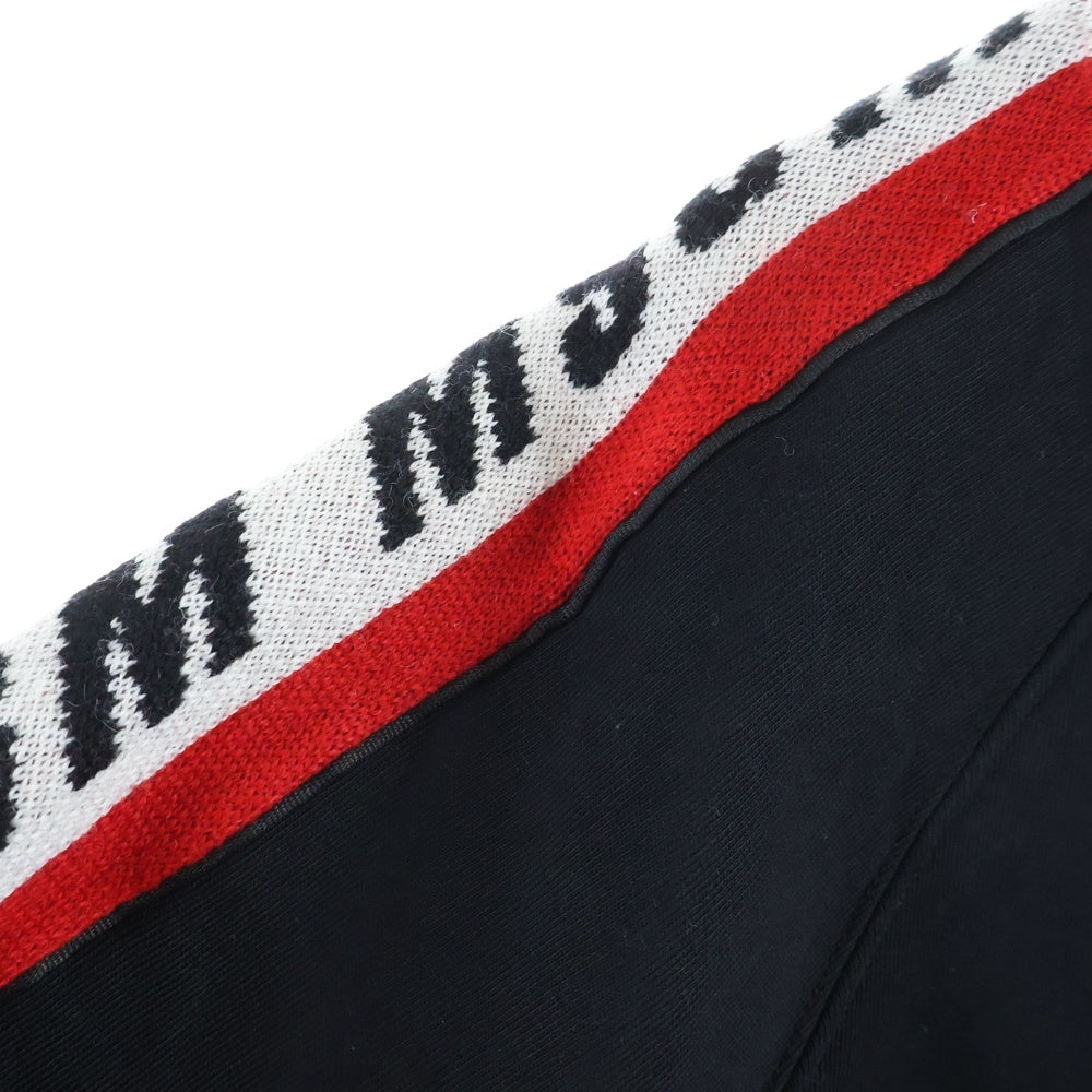 MSGM(エムエスジーエム) ニット切替 アームロゴ刺繍 クルーネック スウェット トレーナー ブラック 2741MDM73