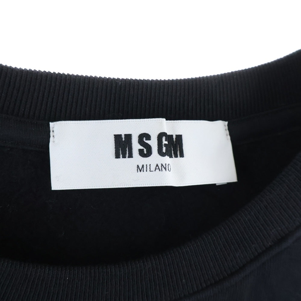 MSGM(エムエスジーエム) ニット切替 アームロゴ刺繍 クルーネック スウェット トレーナー ブラック 2741MDM73