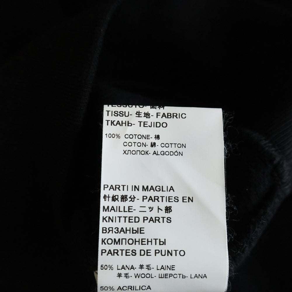 MSGM(エムエスジーエム) ニット切替 アームロゴ刺繍 クルーネック スウェット トレーナー ブラック 2741MDM73