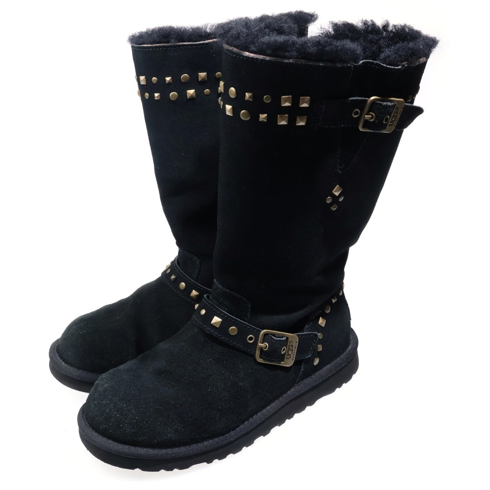 UGG(アグ) Australia Black Shearling Studded Moto Boots スタッズ ムートンブーツ ブラック レディース