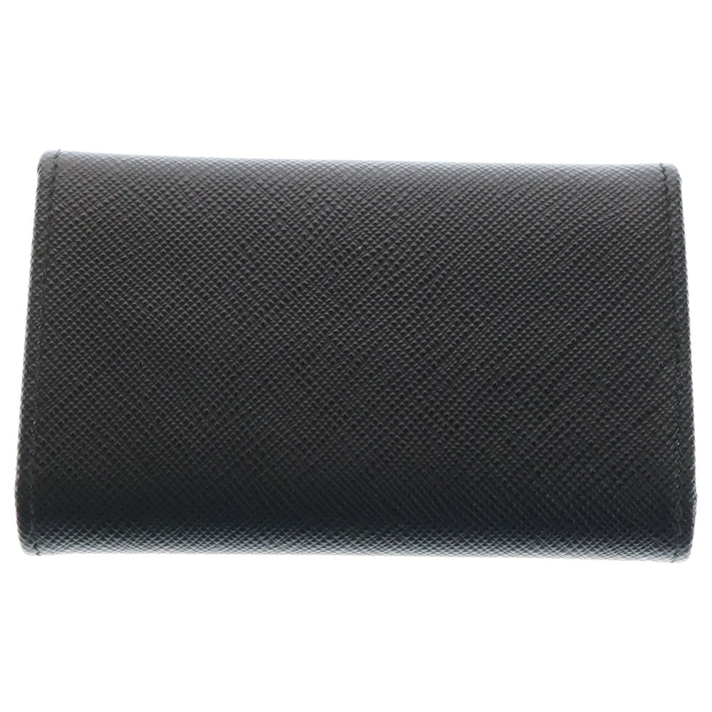 PRADA(プラダ) トライアングルロゴ キーケース キーリング レザー シルバー金具 ブラック