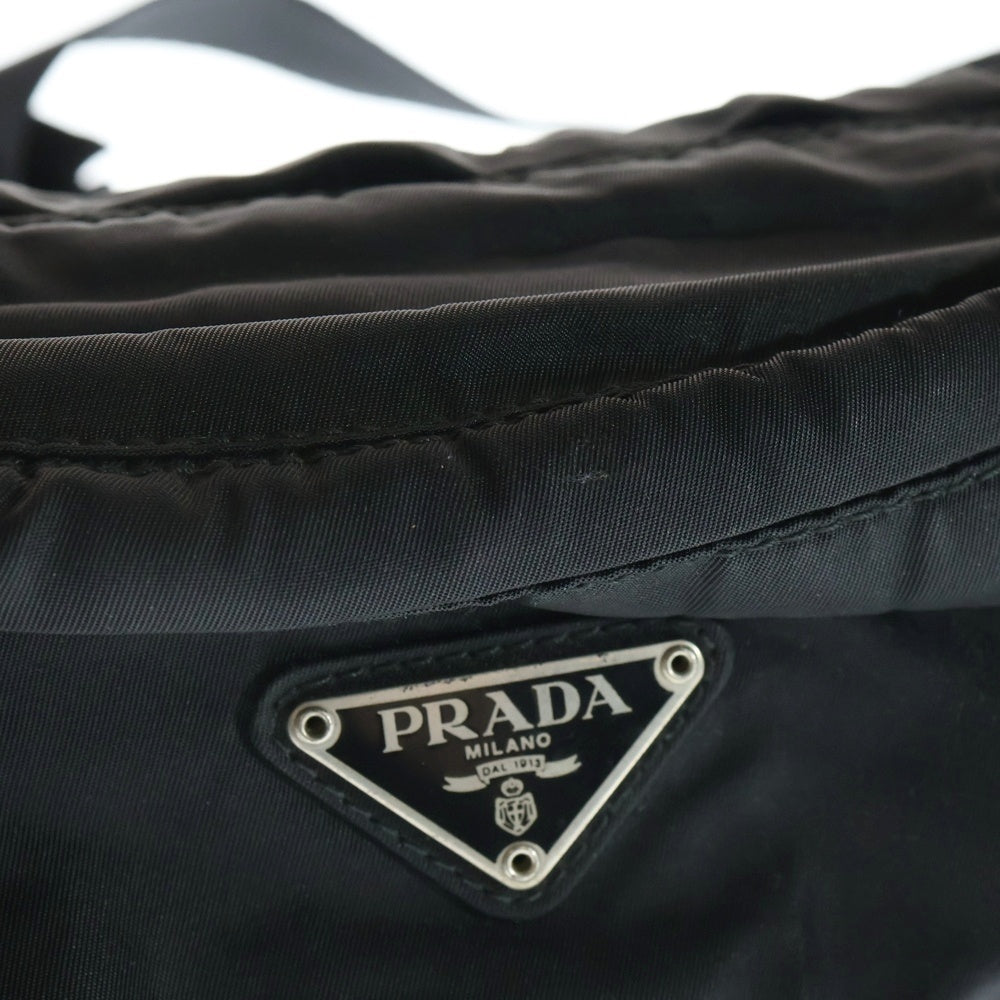 PRADA(プラダ) 2WAY トライアングルロゴプレート テスート ナイロン ウエストポーチ ボディバッグ ショルダーバッグ シルバー金具 ブラック