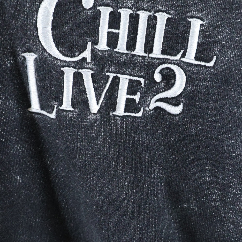 CHILLIN'(チリン) Chillin(チルイン) フェード加工 フロントロゴ刺繍 ジップアップパーカー フーディー チャコールグレー