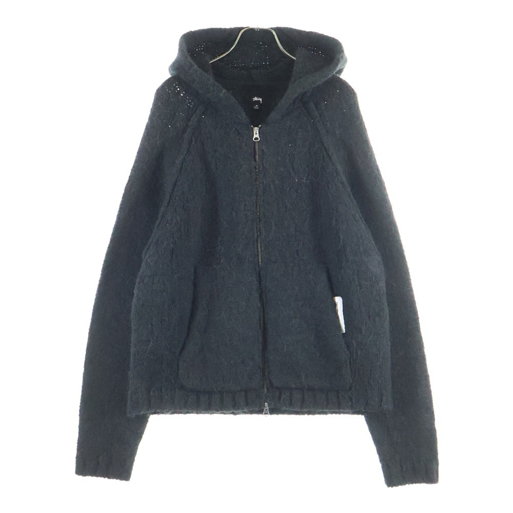 STUSSY(ステューシー) Chunky Knit Zipup Hoodie チェンキー ニット ジップアップ ニットパーカー フーディー ブラック 117200