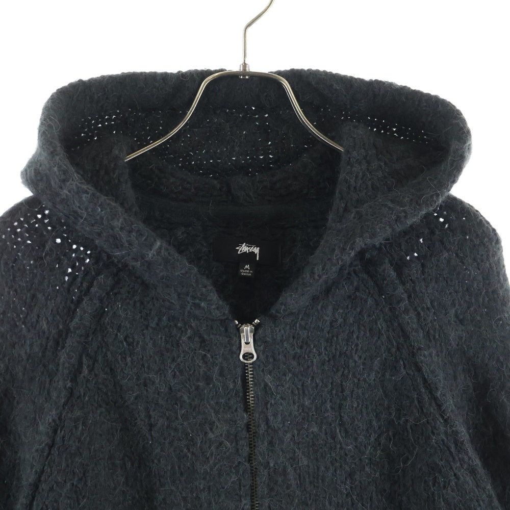 STUSSY(ステューシー) Chunky Knit Zipup Hoodie チェンキー ニット ジップアップ ニットパーカー フーディー ブラック 117200
