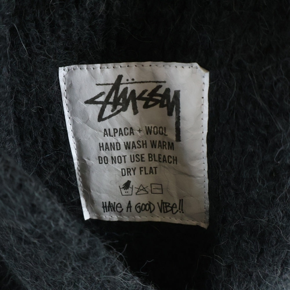 STUSSY(ステューシー) Chunky Knit Zipup Hoodie チェンキー ニット ジップアップ ニットパーカー フーディー ブラック 117200