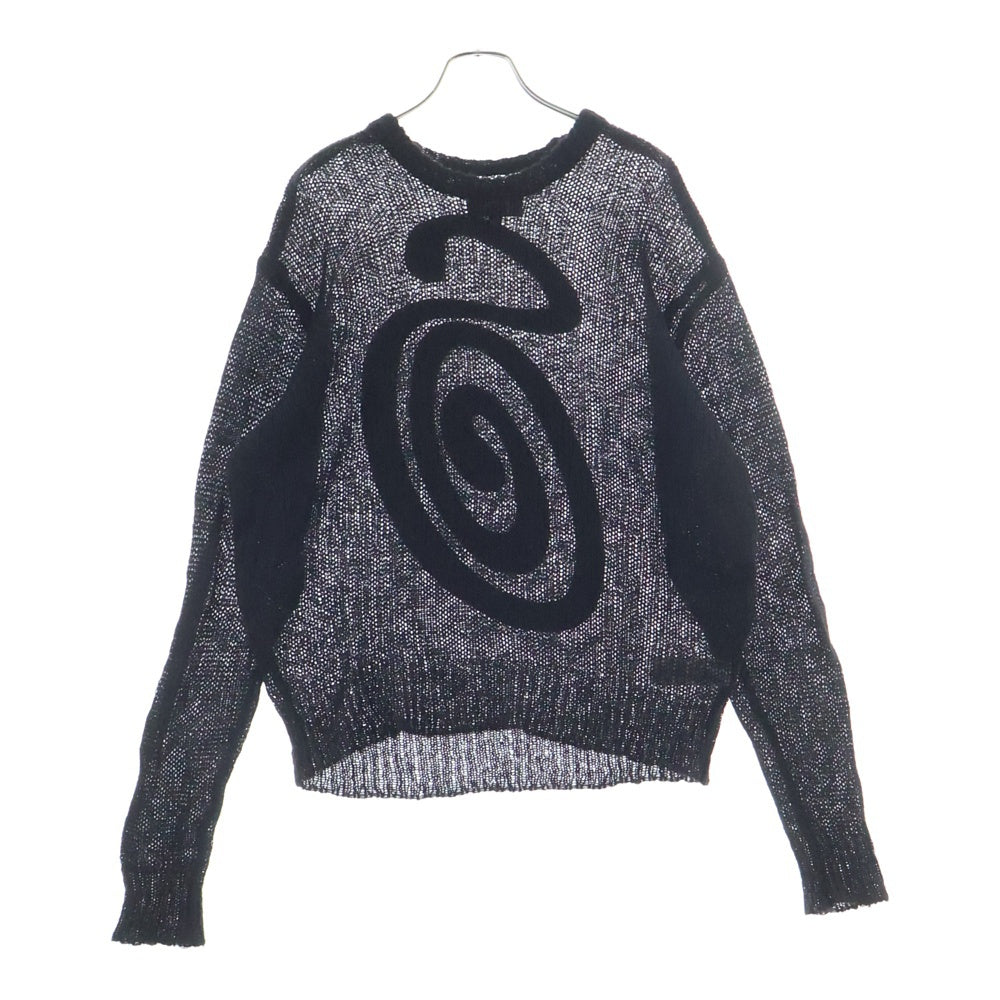 STUSSY(ステューシー) 23AW Loose Knit Sweater ルーズニットクーネック メッシュセーター ブラック