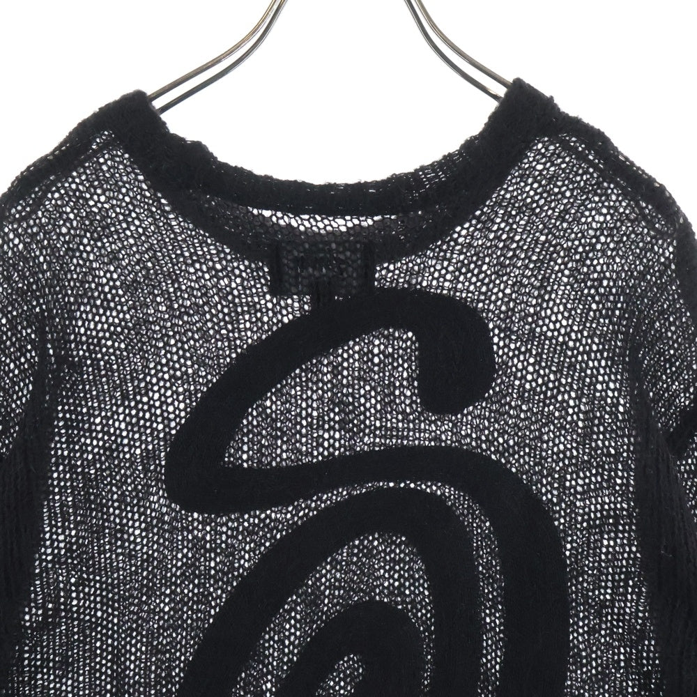 STUSSY(ステューシー) 23AW Loose Knit Sweater ルーズニットクーネック メッシュセーター ブラック