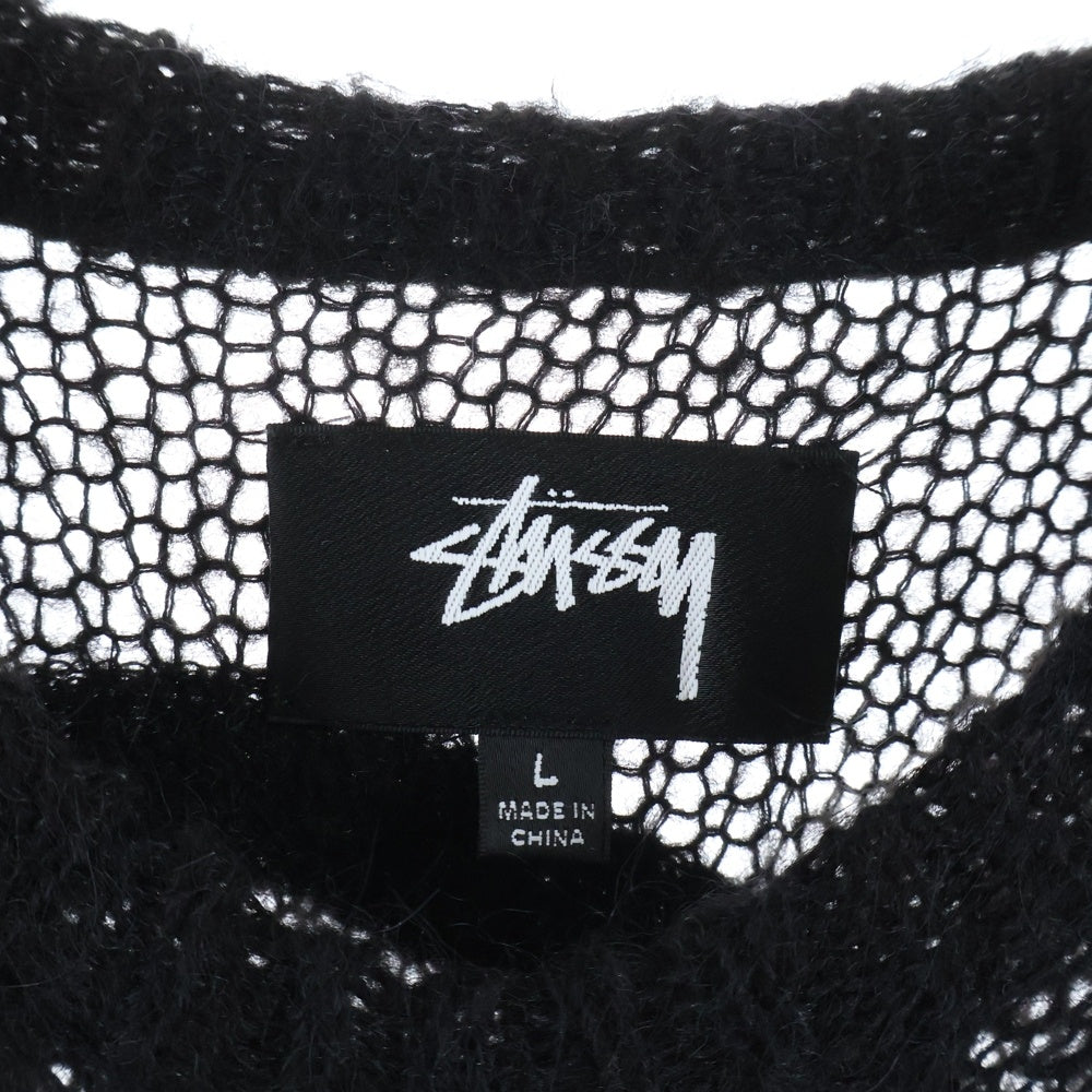 STUSSY(ステューシー) 23AW Loose Knit Sweater ルーズニットクーネック メッシュセーター ブラック