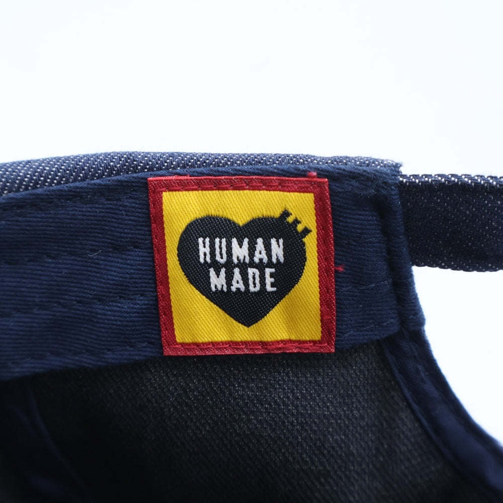 HUMAN MADE(ヒューマンメイド) 23SS 6-Panel Denim Cap 6パネル ロゴエンブロイダリー デニム ベースボールキャップ 帽子 ネイビー